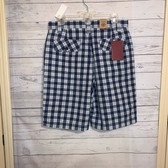 Izod Plaid Print Madras Shorts in Vela Grey NWT 30 - Picture 4 of 4